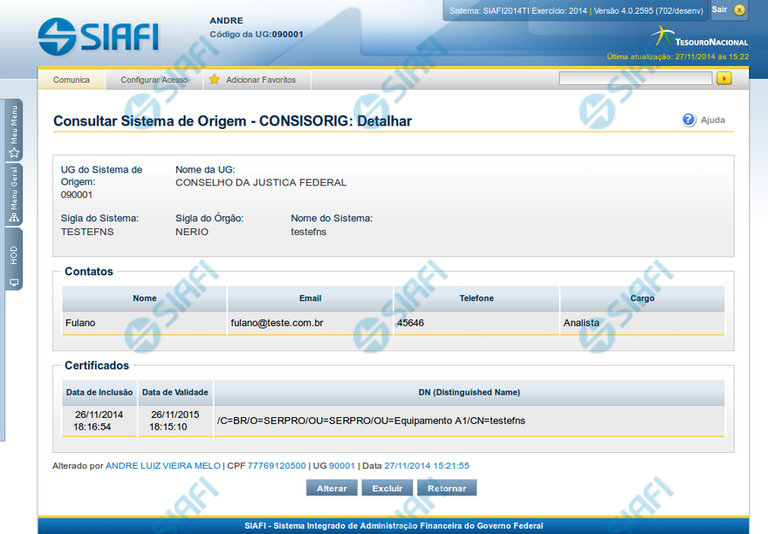 Detalhar Sistema de Origem