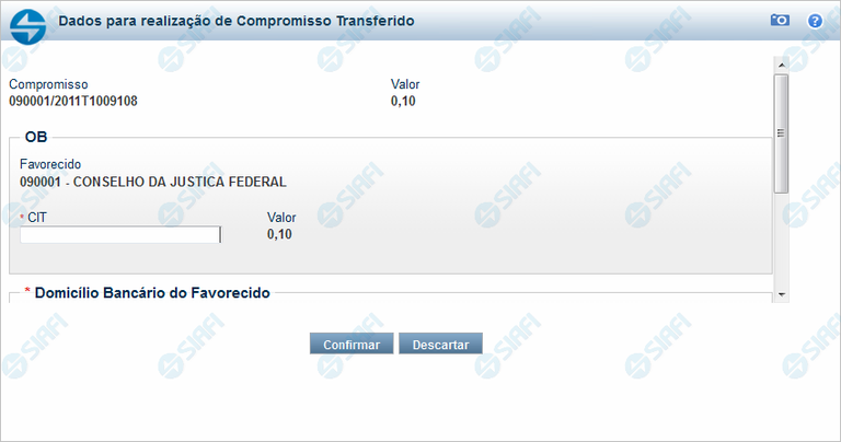 Realizar OB Compromisso Transferido