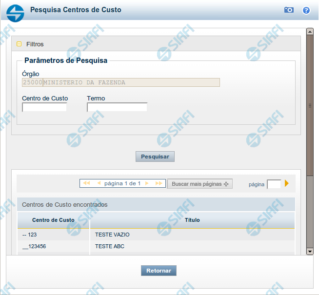 Lupa: Centro de Custo