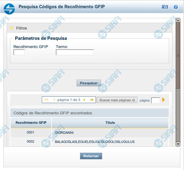 Lupa: Código GFIP