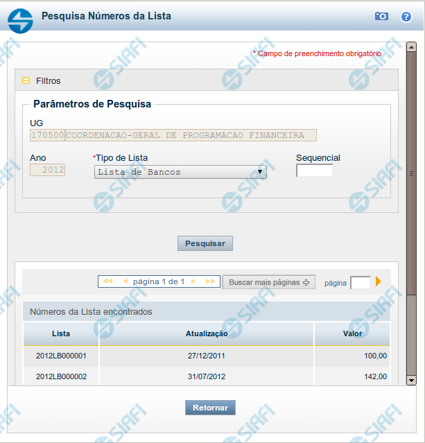 Lupa: Número da Lista