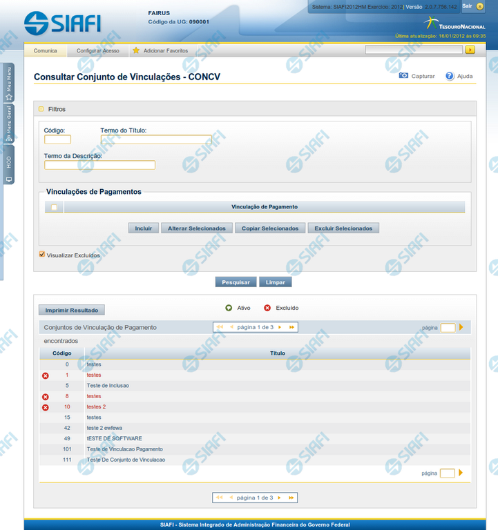 CONCVP - Consultar Conjunto de Vinculação de Pagamento 