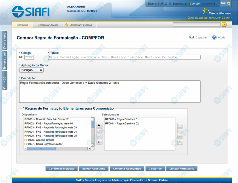 COMPFOR - Compor Regra de Formatação