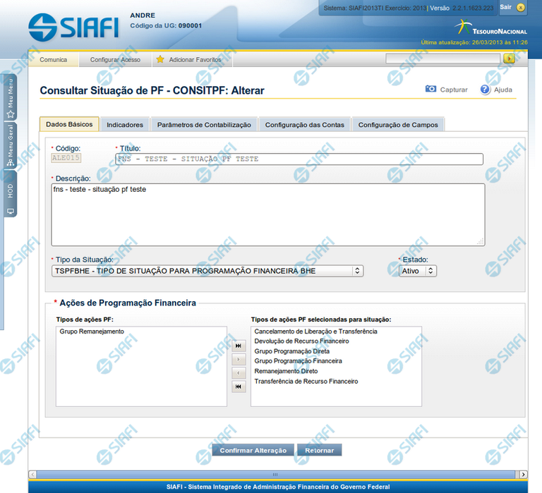 Alterar Situação de PF - Aba Dados Básicos