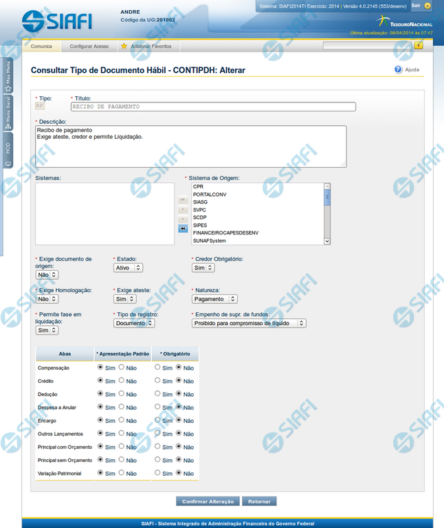 Reincluir Tipo de Documento Hábil