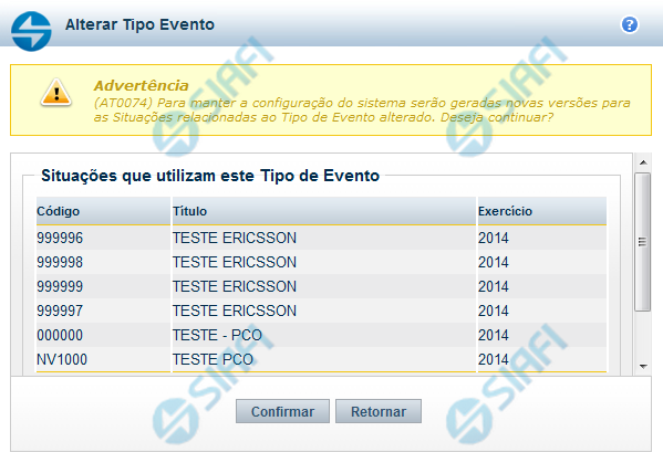 Avaliar Impacto de Alteração de Tipo de Evento