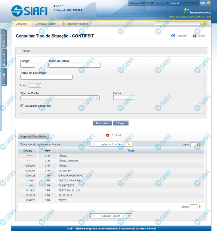 CONTIPSIT - Consultar Tipo de Situação