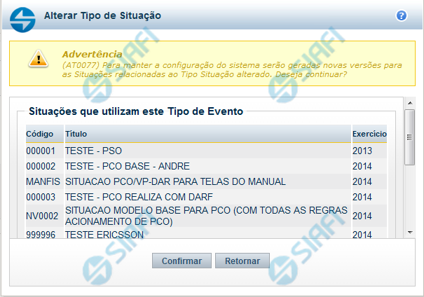 Avaliar Impacto de Alteração de Tipo de Situação
