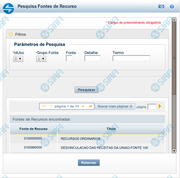 Pesquisa Fontes de Recurso