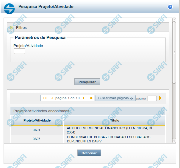 Pesquisa Projeto/Atividade