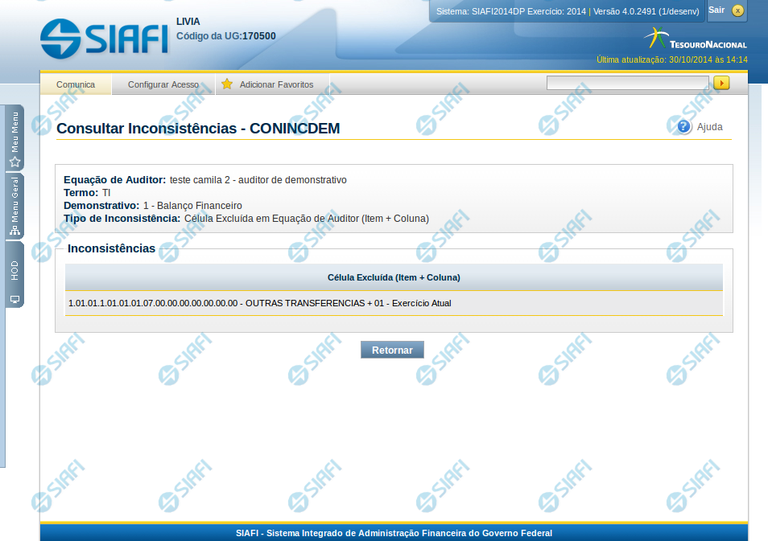 Detalhar Inconsistência Célula Excluída em Equação de Auditor