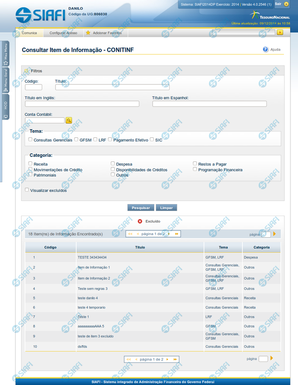 Consultar Item de Informação - CONITINF