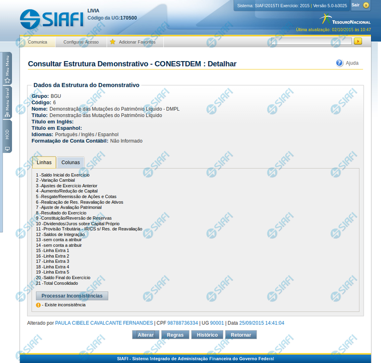 Detalhar Demonstrativo Matriz