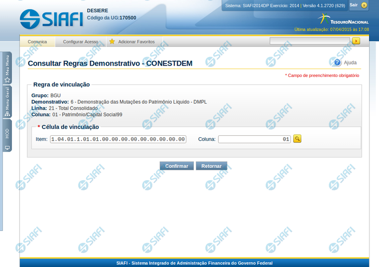 Manter Regra de Vinculação da DMPL (Célula)