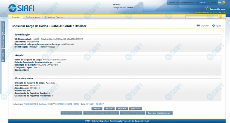 Detalhar Carga de Dados