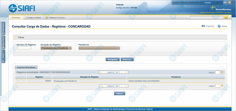 Consultar Registro de Carga