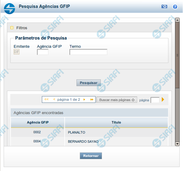 Pesquisa Agências GFIP