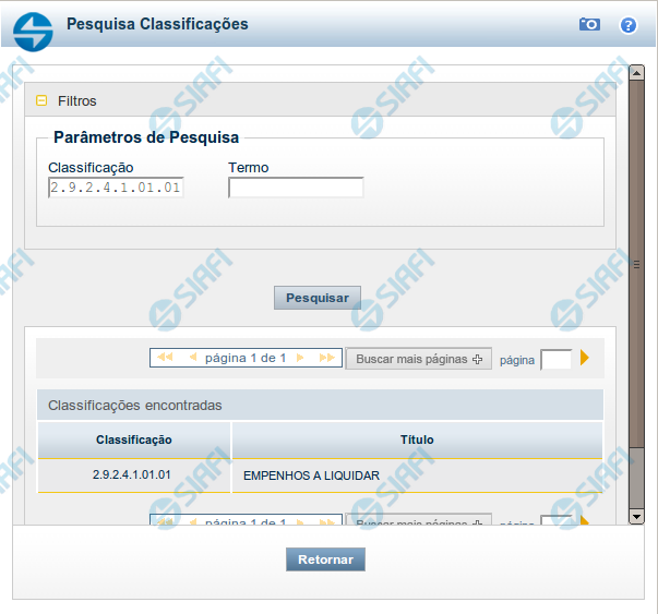 Pesquisa Classificações