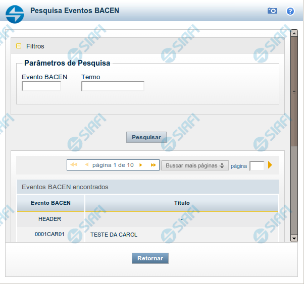 Pesquisa Eventos BACEN