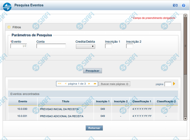 Pesquisa Eventos