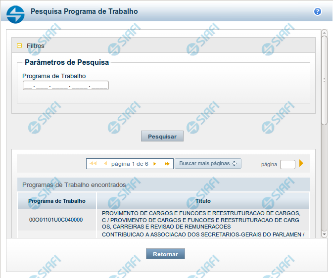 Pesquisa Programas de Trabalho