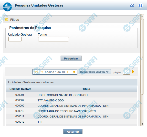 Pesquisa Unidades Gestoras
