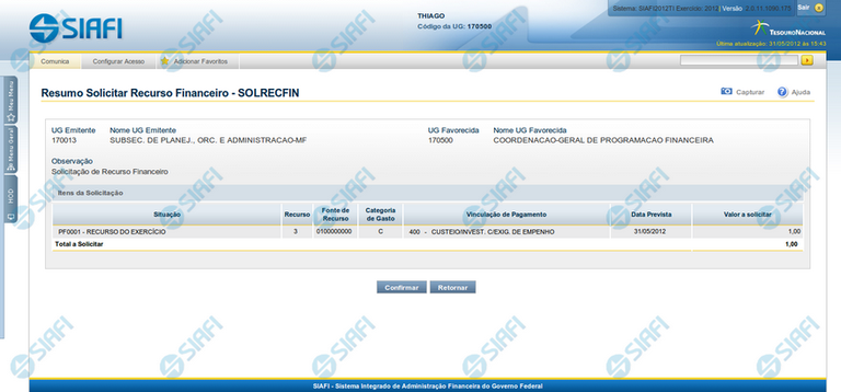 Resumo Ação de Programação Financeira
