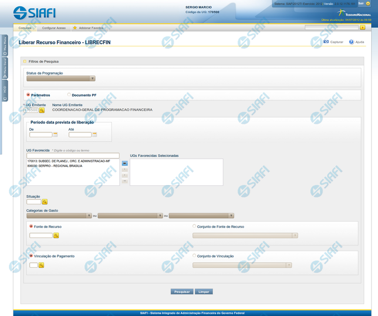 Liberar Recurso Financeiro - LIBRECFIN