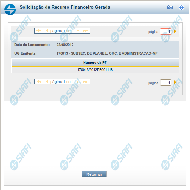 Documentos de Programação Financeira Gerados
