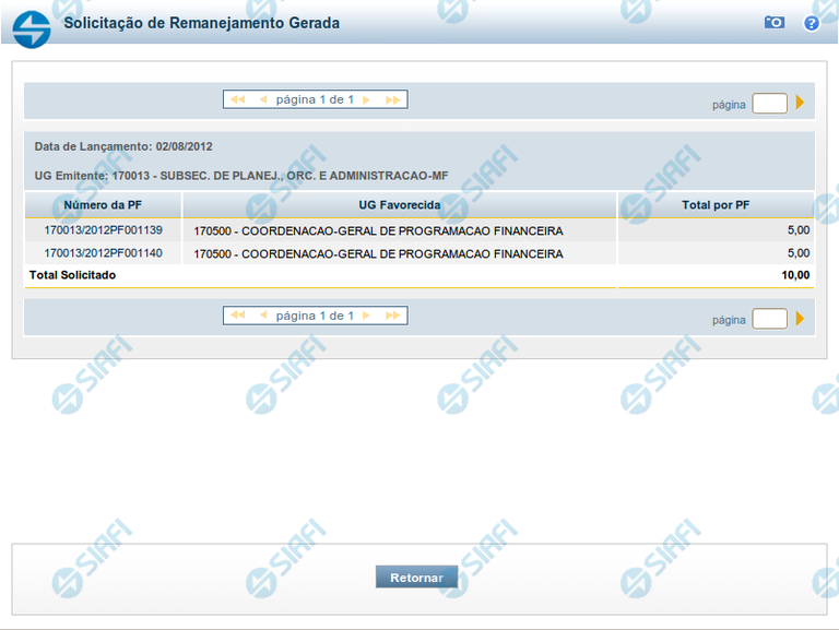 Documento de Programação Financeira Gerado
